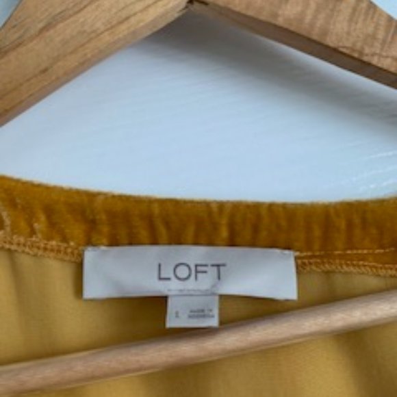 Loft Burnt Yellow Velour Top with snaps - Picture 2 of 4